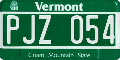 VT license plate PJZ054