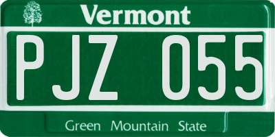 VT license plate PJZ055