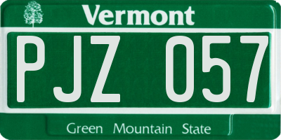VT license plate PJZ057