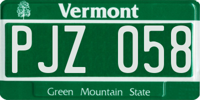 VT license plate PJZ058
