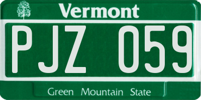 VT license plate PJZ059