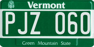 VT license plate PJZ060