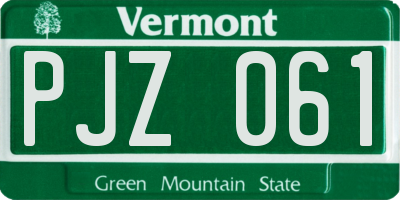 VT license plate PJZ061