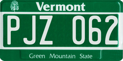 VT license plate PJZ062