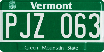 VT license plate PJZ063