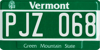 VT license plate PJZ068