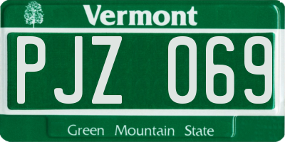 VT license plate PJZ069