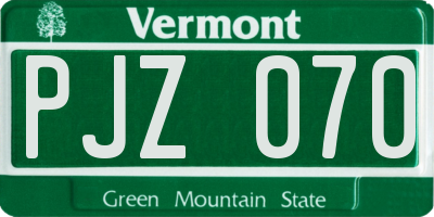 VT license plate PJZ070