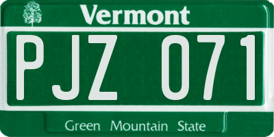 VT license plate PJZ071