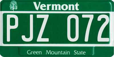VT license plate PJZ072