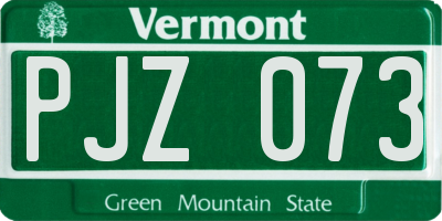 VT license plate PJZ073
