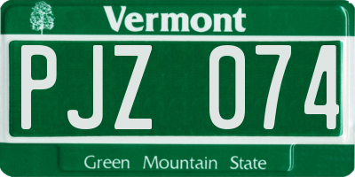 VT license plate PJZ074