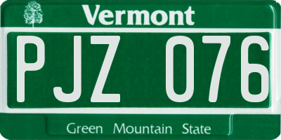 VT license plate PJZ076