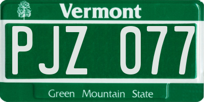 VT license plate PJZ077