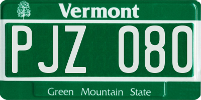 VT license plate PJZ080