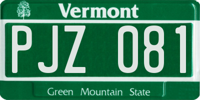 VT license plate PJZ081