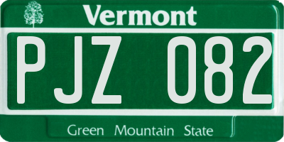 VT license plate PJZ082