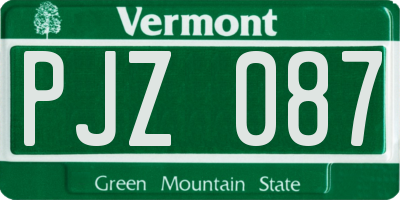 VT license plate PJZ087