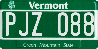 VT license plate PJZ088