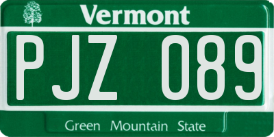 VT license plate PJZ089