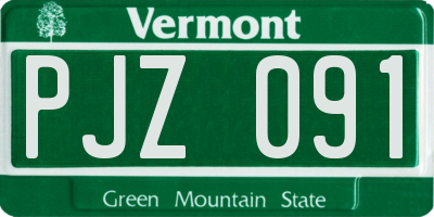 VT license plate PJZ091