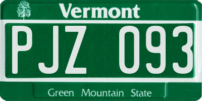 VT license plate PJZ093