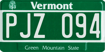 VT license plate PJZ094
