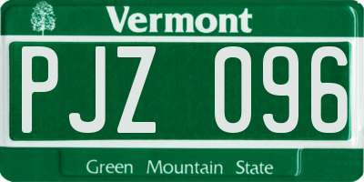VT license plate PJZ096