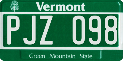 VT license plate PJZ098