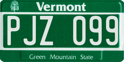 VT license plate PJZ099