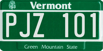 VT license plate PJZ101