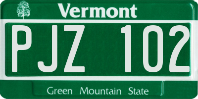 VT license plate PJZ102