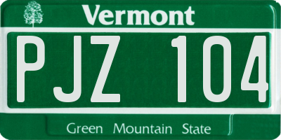 VT license plate PJZ104