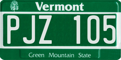 VT license plate PJZ105