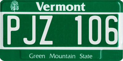 VT license plate PJZ106