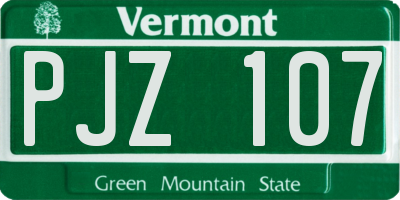 VT license plate PJZ107