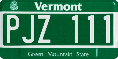 VT license plate PJZ111