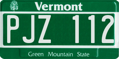 VT license plate PJZ112