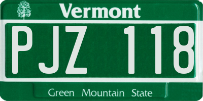 VT license plate PJZ118