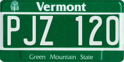 VT license plate PJZ120