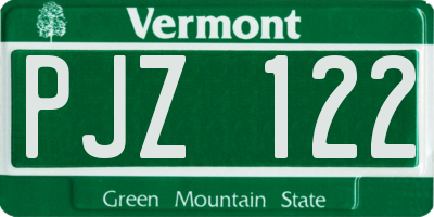 VT license plate PJZ122