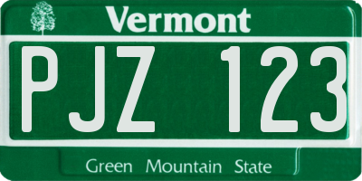 VT license plate PJZ123