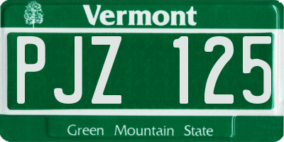 VT license plate PJZ125