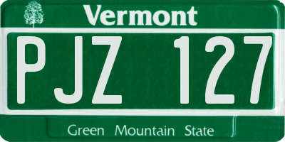 VT license plate PJZ127
