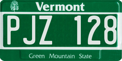 VT license plate PJZ128
