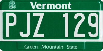 VT license plate PJZ129
