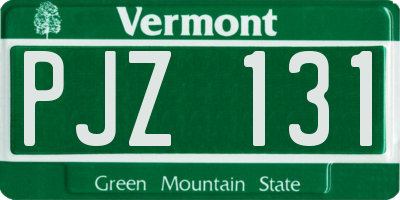 VT license plate PJZ131