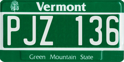 VT license plate PJZ136