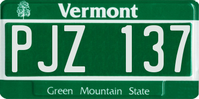 VT license plate PJZ137