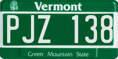 VT license plate PJZ138